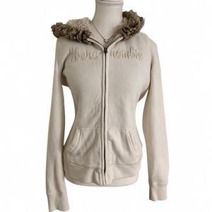 Abercrombie Iconic Rare Vintage Flattering Fur Hoodie Cotton Zip Up Hoodie 2000s